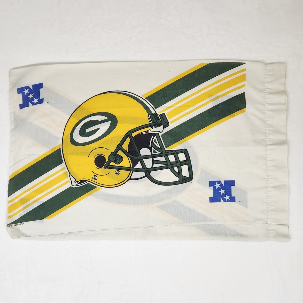 Vintage 1995 Green Bay Packers NFL Pillowcase Bibb Co Helmet Graphic Made in USA